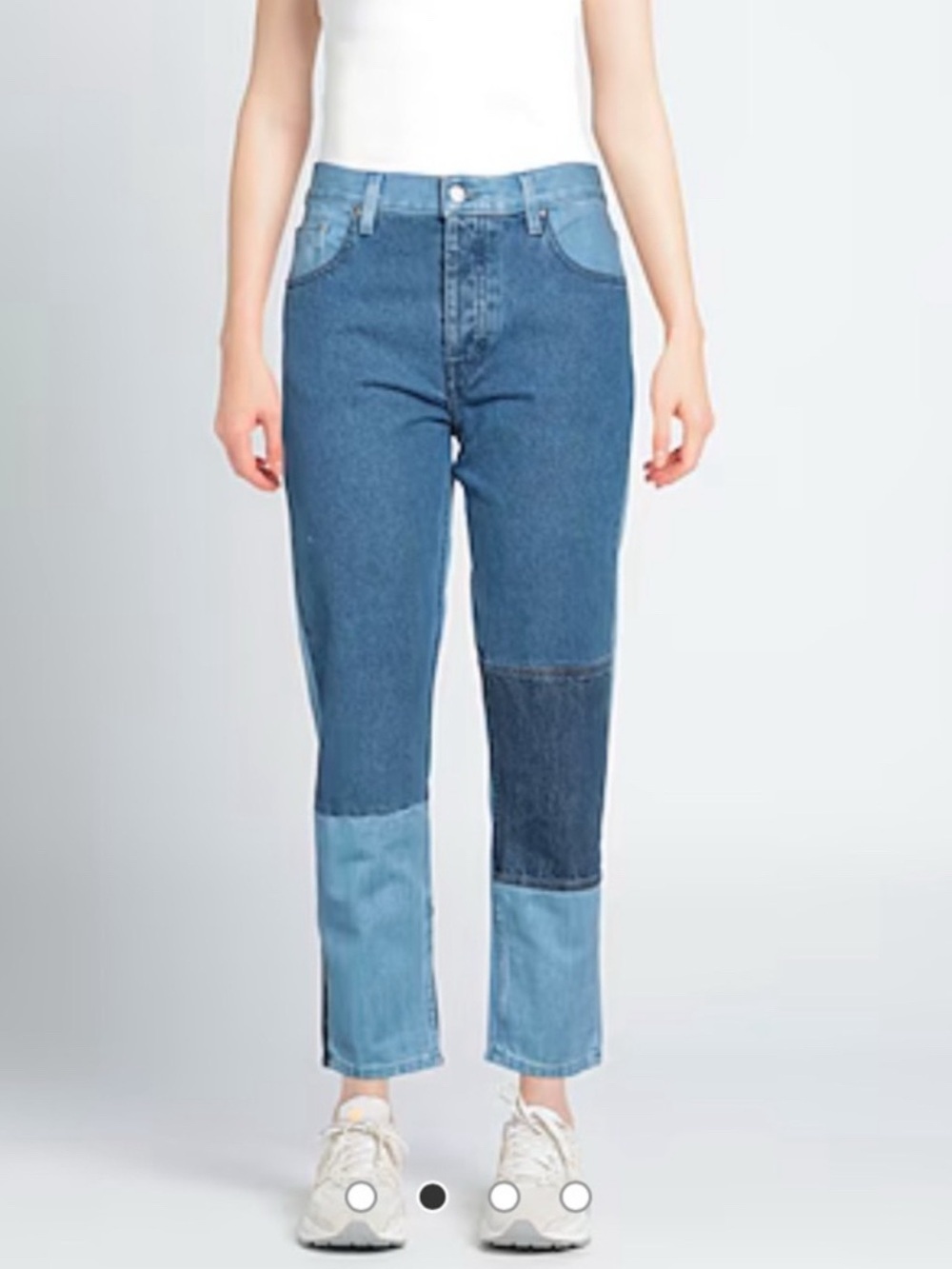 Helmut Lang Two-Tone Patchwork Blue Straight Jeans
